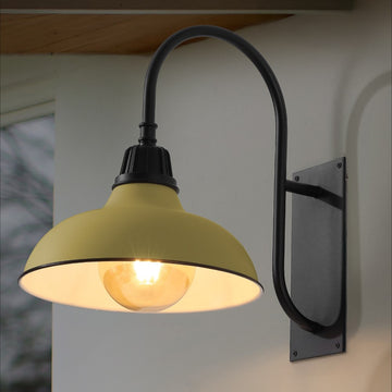 Stanley 12.25" Farmhouse Industrial Indoor/Outdoor Iron LED Gooseneck Arm Outdoor Sconce